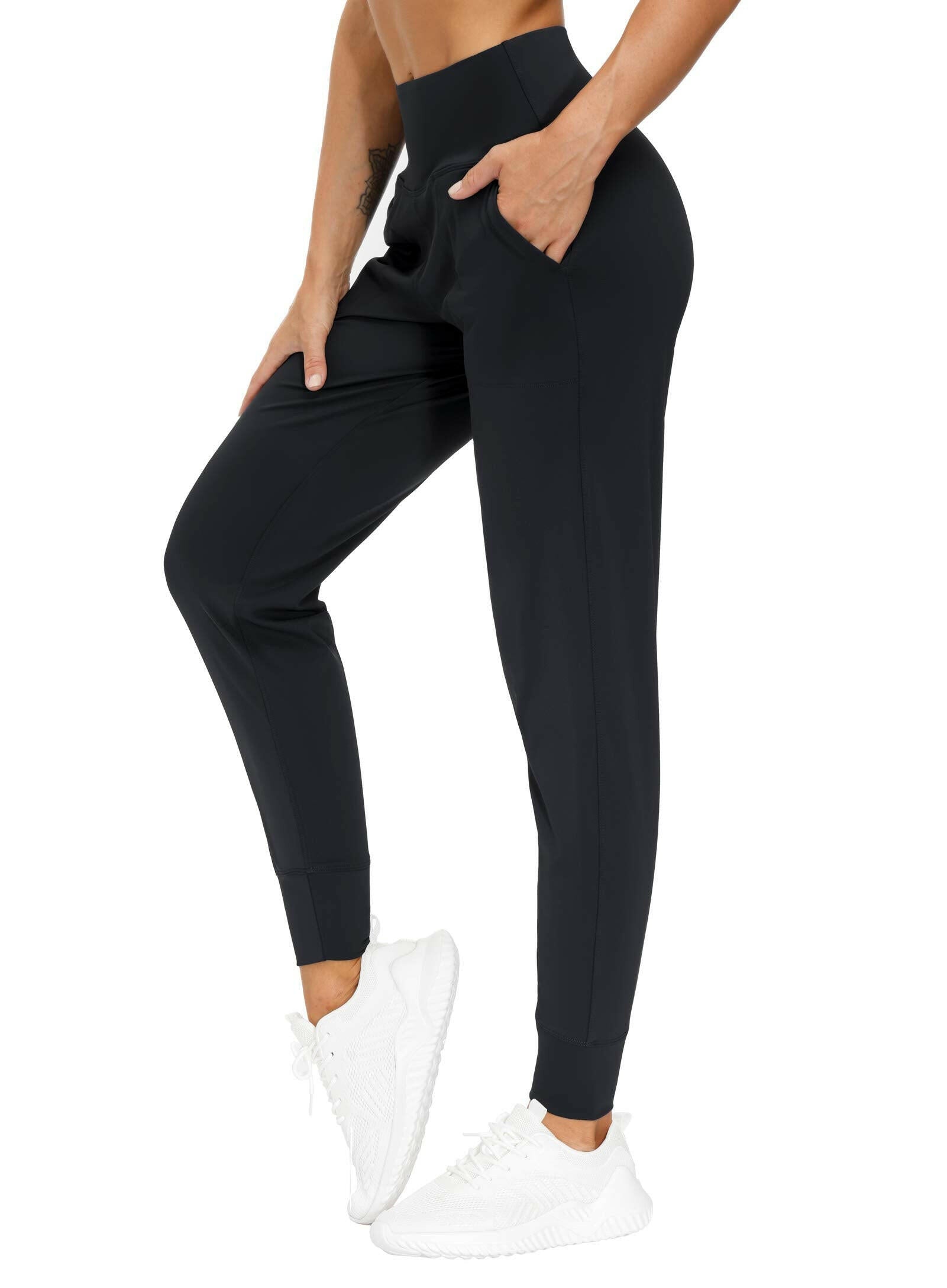 PULI Women's Drawstring Waist Cuffed Fitness Sports Gym Running Athletic Workout  Leggings Jogger Sweatpants with Pockets（Black,S） : : Clothing,  Shoes & Accessories